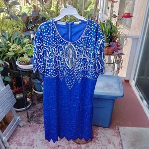 Vintage For Felicity pure silk 3/4 length sequenced and beaded size QL
